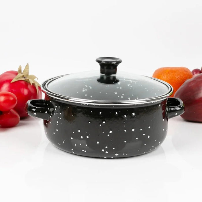 10-delige geëmailleerde kookset met glazen deksels - Stijlvol en veelzijdig koken - Bivakshop