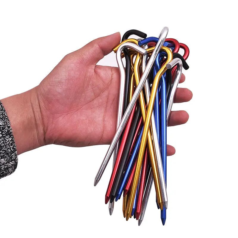 10 - delige set aluminium tentharingen – 18 cm stevige haringen met haak voor tent, tarp en luifel - Bivakshop