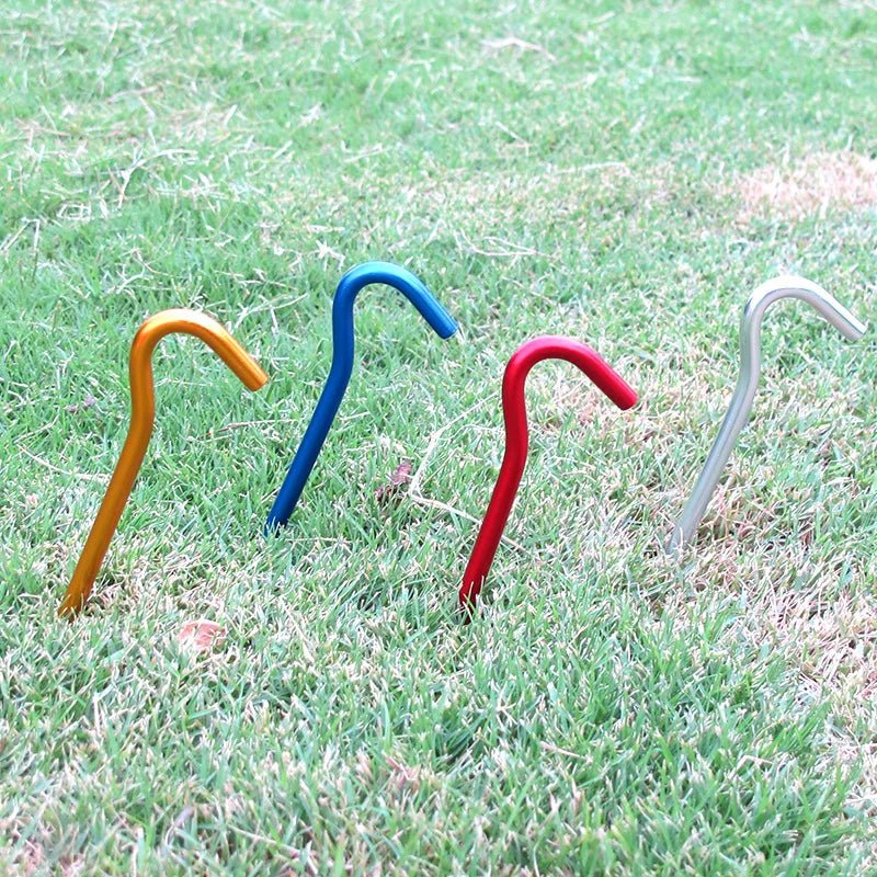 10 - delige set aluminium tentharingen – 18 cm stevige haringen met haak voor tent, tarp en luifel - Bivakshop