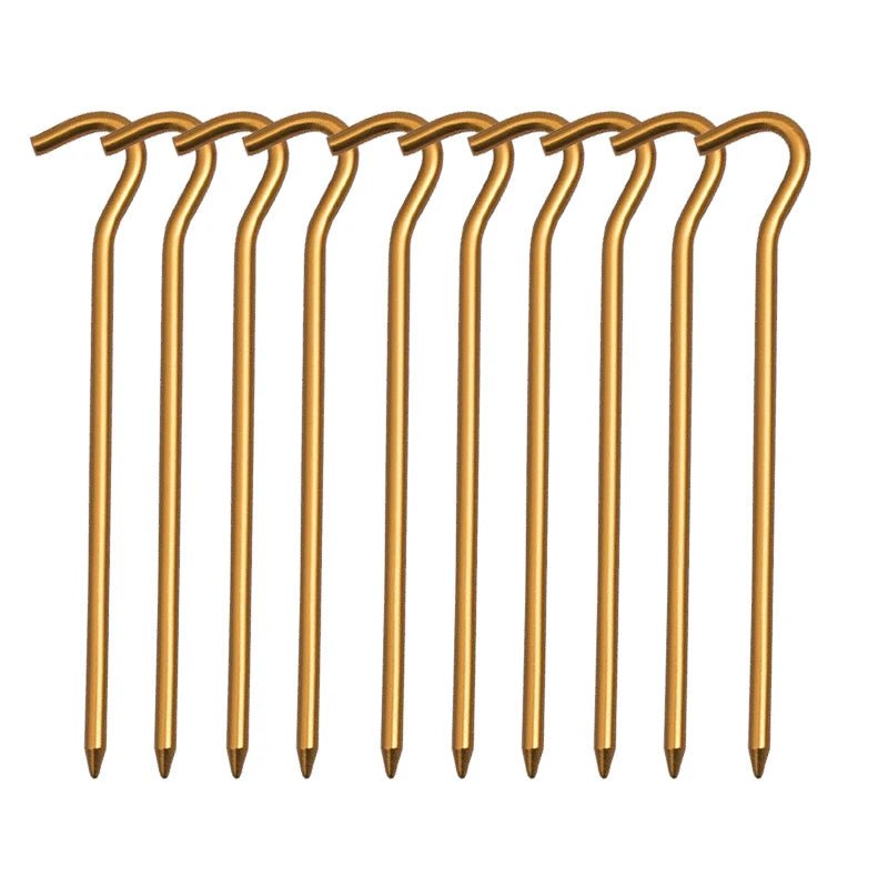 10 - delige set aluminium tentharingen – 18 cm stevige haringen met haak voor tent, tarp en luifel - Bivakshop