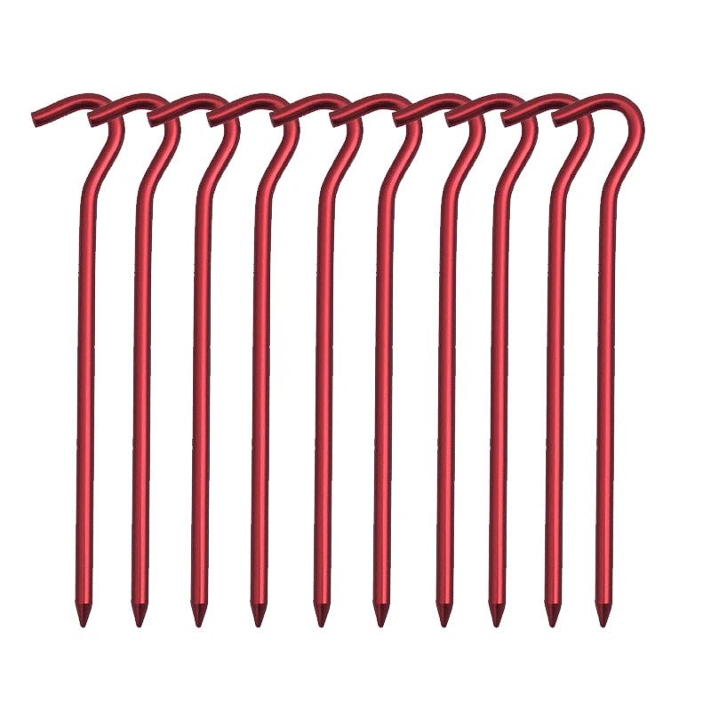 10 - delige set aluminium tentharingen – 18 cm stevige haringen met haak voor tent, tarp en luifel - Bivakshop