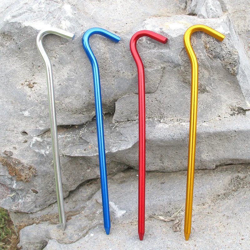 10 - delige set aluminium tentharingen – 18 cm stevige haringen met haak voor tent, tarp en luifel - Bivakshop
