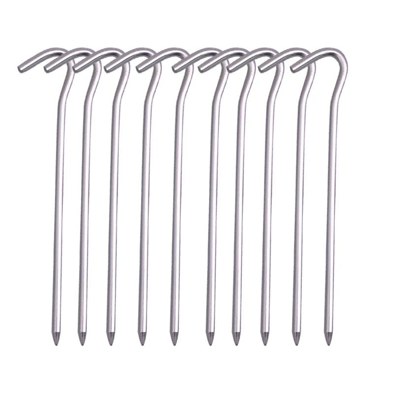 10 - delige set aluminium tentharingen – 18 cm stevige haringen met haak voor tent, tarp en luifel - Bivakshop