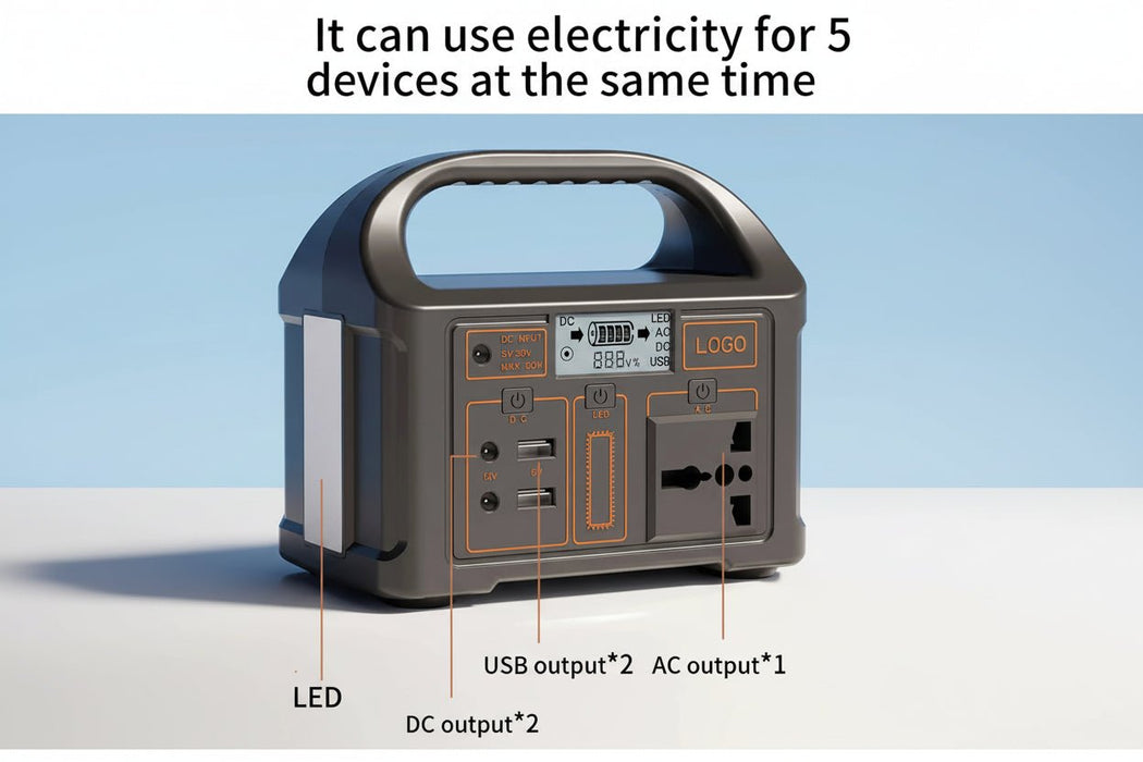 100W Draagbare Power Station – Compacte Accu Generator – LED Noodverlichting & Solar Powerbank - Bivakshop