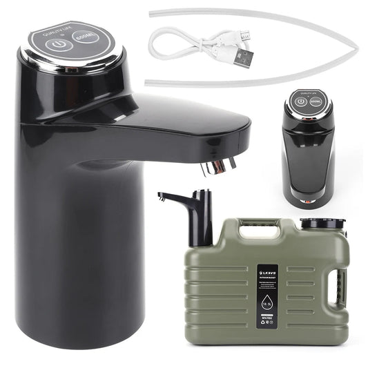11L watercontainer met kraan – Grote camping watertank met USB - oplaadbare elektrische pomp - Bivakshop