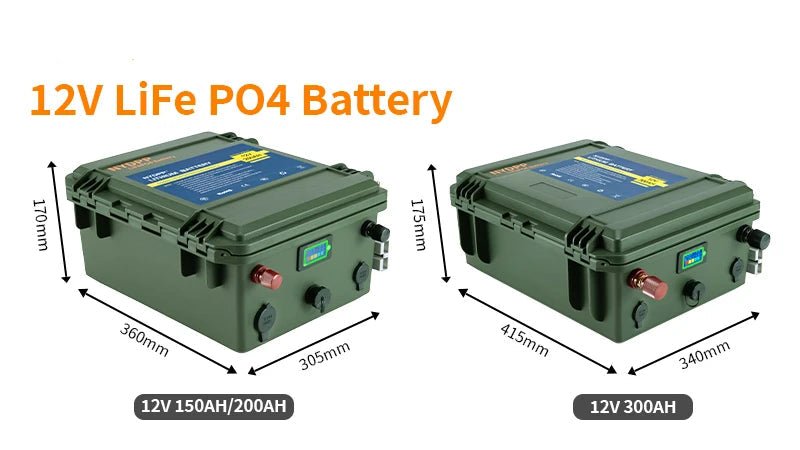 12V LiFePO4 Batterij – 150Ah / 200Ah / 300Ah – Lithium - ijzerfosfaat voor Motor & Energieopslag - Bivakshop