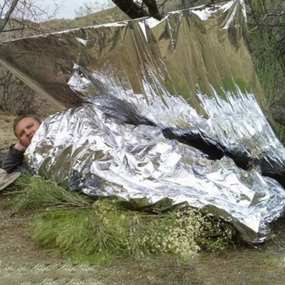 130x210cm nooddeken - Thermische zilverfolie deken - Warmtebehoud en waterdicht voor noodsituaties en kamperen - Bivakshop