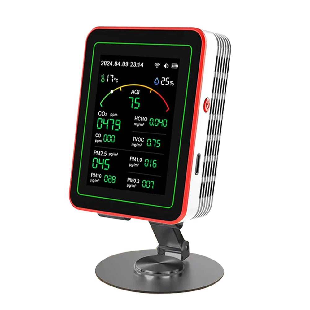 15 - in - 1 slimme luchtkwaliteitsmeter – WiFi CO2/CO/TVOC/PM2.5/HCHO detector met temperatuur & vochtigheidsweergave - Bivakshop