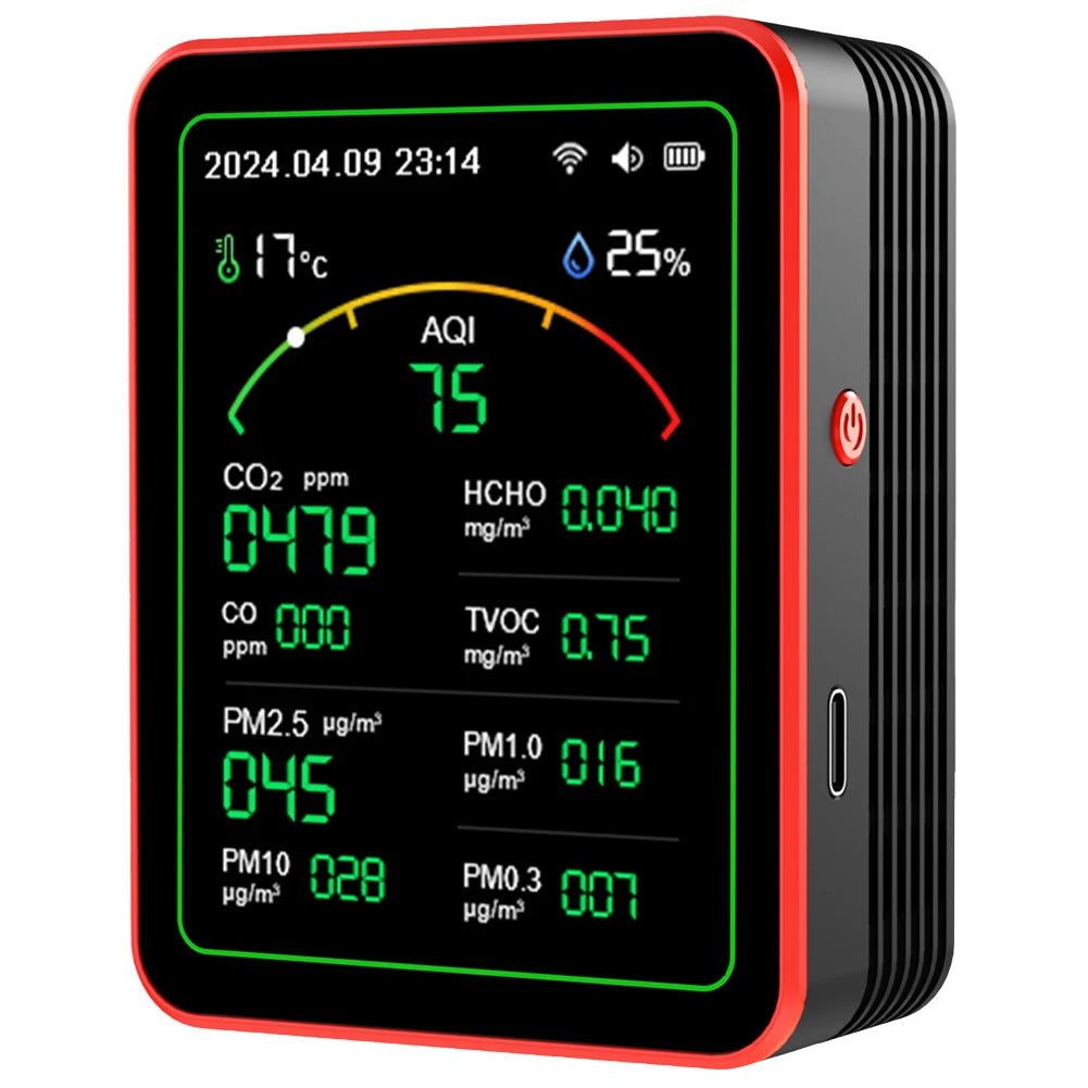15 - in - 1 slimme luchtkwaliteitsmeter – WiFi CO2/CO/TVOC/PM2.5/HCHO detector met temperatuur & vochtigheidsweergave - Bivakshop