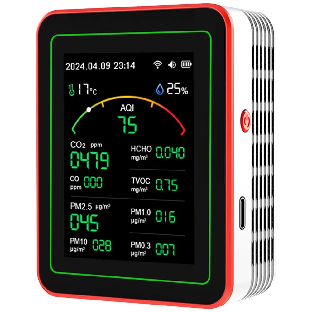 15 - in - 1 slimme luchtkwaliteitsmeter – WiFi CO2/CO/TVOC/PM2.5/HCHO detector met temperatuur & vochtigheidsweergave - Bivakshop