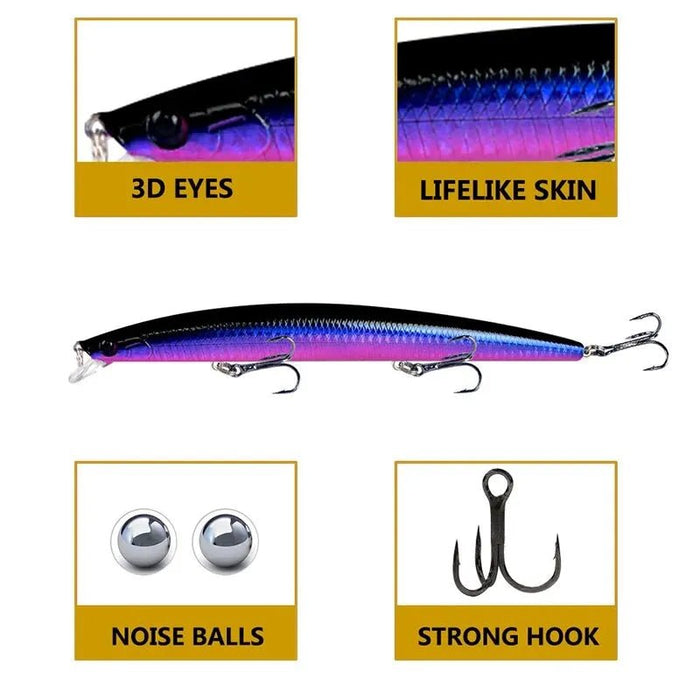 18cm Minnow Hardbait – Realistische 3D Ogen & Heavy Duty Haken - Bivakshop
