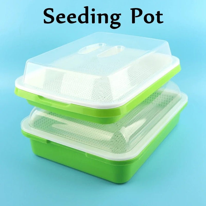 1set Sprout Dish Growing Pot Hydroponic Vegetable Beans Seeding Pot Household Plants Germination Tray Nursery With Lid Kits - Bivakshop