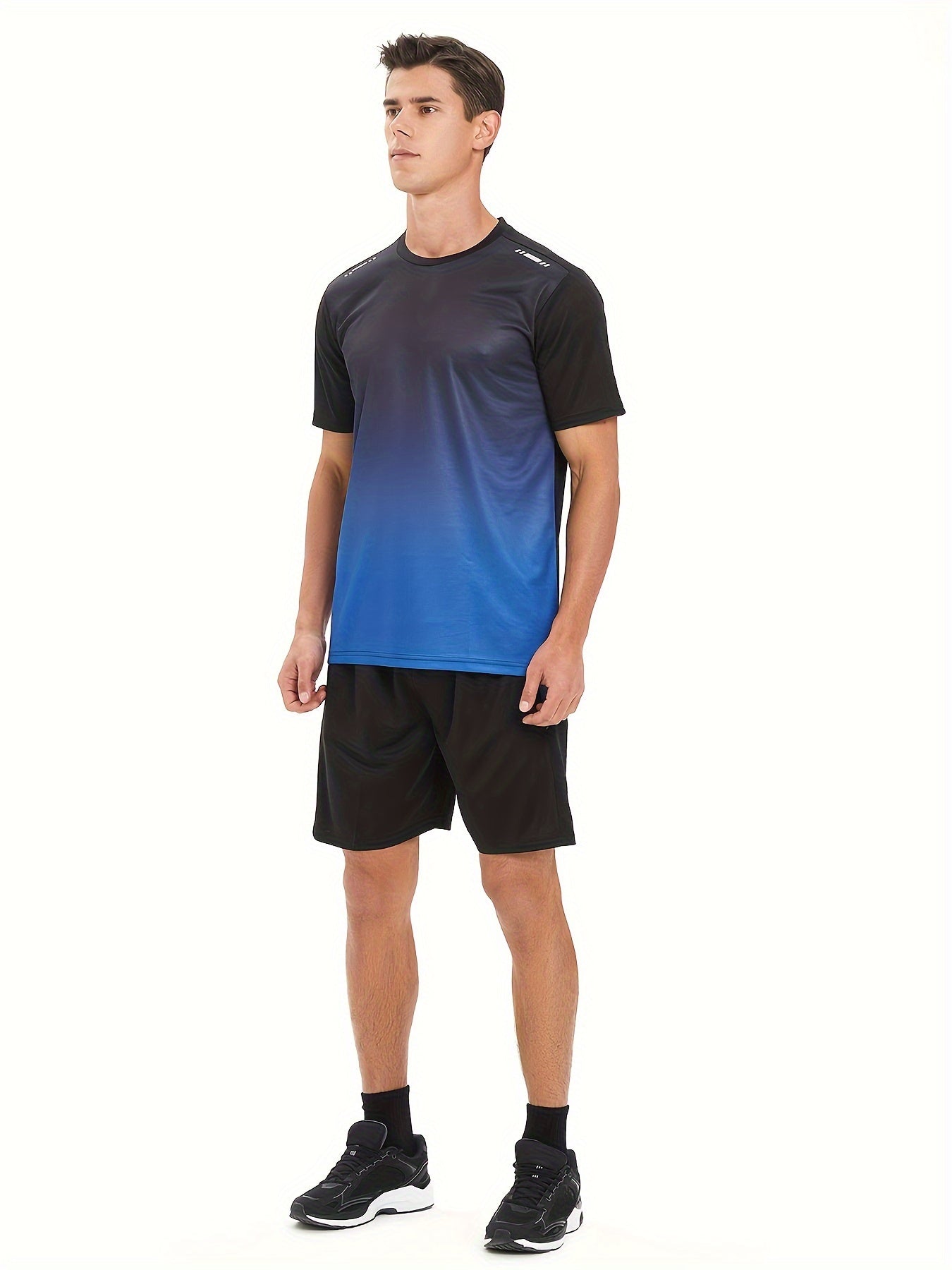 2 delige heren zomeroutfit - Heren ombre t shirt met korte mouwen - Effen shorts zakken - Bivakshop