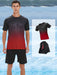 2 delige heren zomeroutfit - Heren ombre t shirt met korte mouwen - Effen shorts zakken - Bivakshop