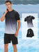 2 delige heren zomeroutfit - Heren ombre t shirt met korte mouwen - Effen shorts zakken - Bivakshop