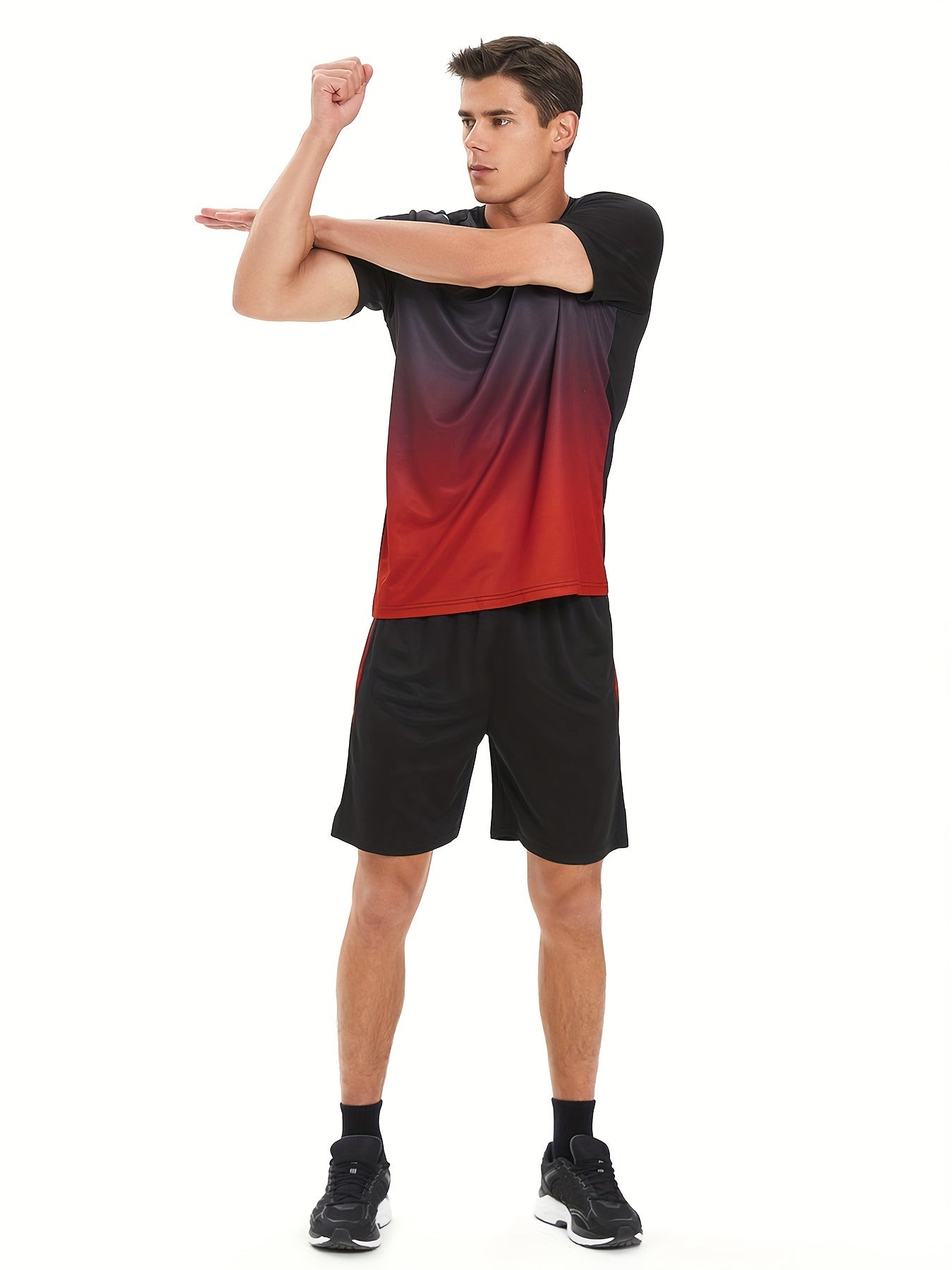 2 delige heren zomeroutfit - Heren ombre t shirt met korte mouwen - Effen shorts zakken - Bivakshop