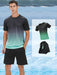 2 delige heren zomeroutfit - Heren ombre t shirt met korte mouwen - Effen shorts zakken - Bivakshop