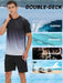 2 delige heren zomeroutfit - Heren ombre t shirt met korte mouwen - Effen shorts zakken - Bivakshop