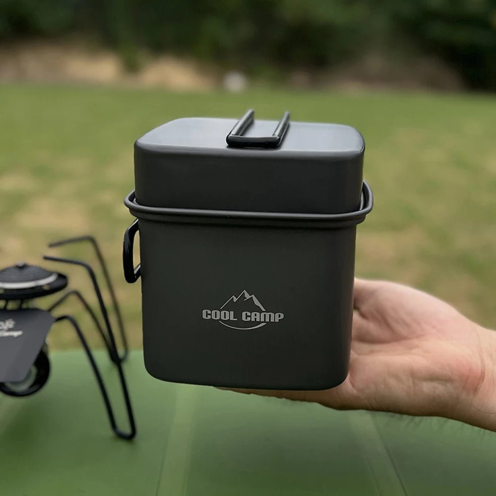 2 - in - 1 camping kookset – Opvouwbare vierkante pan en kookpot van aluminiumlegering - Bivakshop