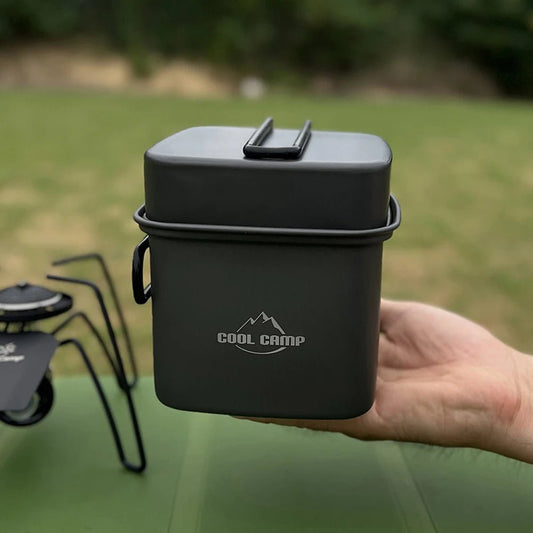2 - in - 1 camping kookset – Opvouwbare vierkante pan en kookpot van aluminiumlegering - Bivakshop