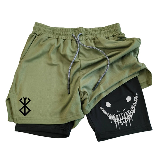 2-in-1 sportshorts heren - Sneldrogende fitness & hardloopshorts met dubbele laag - Bivakshop