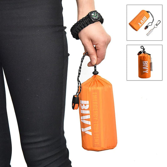 2 - persoons noodschuilplaats - Survival bivytent kit - Thermische SOS slaapzak en waterdicht overlevingsmateriaal - Bivakshop