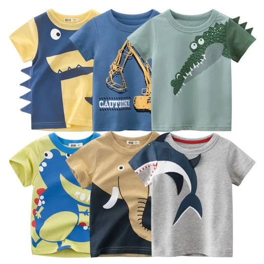 2024 zomer kinderen 3d cartoon t shirt - Dinosaurus haai animal print - Kinderkleding - Bivakshop