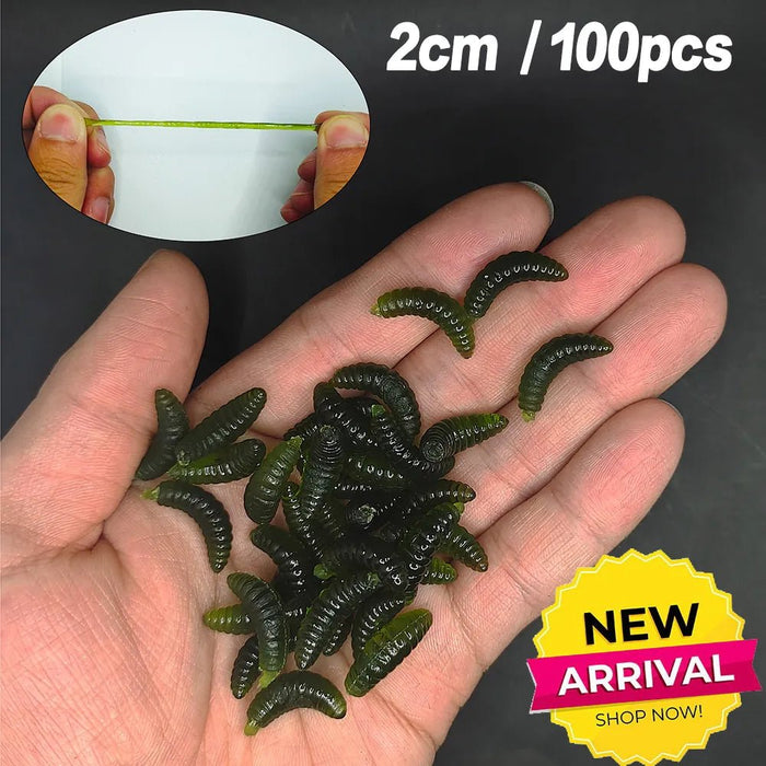 20PCS - 100pcs Lifelike Red Worm Soft Lure Earthworm ice winter Fishing Silicone Artificial Bait Fishy Shrimp Additive Bass Carp - Bivakshop