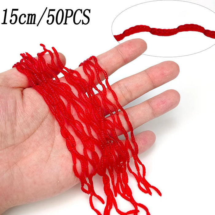 20PCS - 100pcs Lifelike Red Worm Soft Lure Earthworm ice winter Fishing Silicone Artificial Bait Fishy Shrimp Additive Bass Carp - Bivakshop