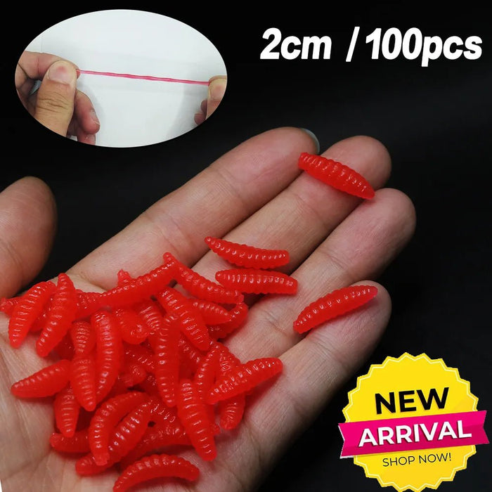 20PCS - 100pcs Lifelike Red Worm Soft Lure Earthworm ice winter Fishing Silicone Artificial Bait Fishy Shrimp Additive Bass Carp - Bivakshop