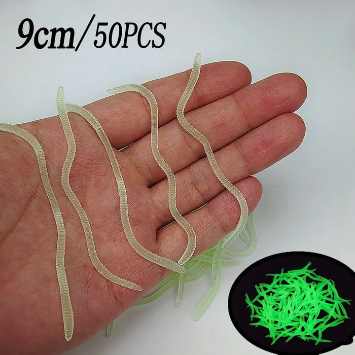20PCS - 100pcs Lifelike Red Worm Soft Lure Earthworm ice winter Fishing Silicone Artificial Bait Fishy Shrimp Additive Bass Carp - Bivakshop