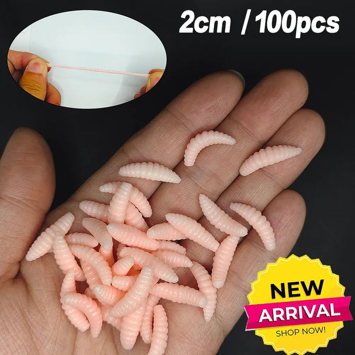 20PCS - 100pcs Lifelike Red Worm Soft Lure Earthworm ice winter Fishing Silicone Artificial Bait Fishy Shrimp Additive Bass Carp - Bivakshop