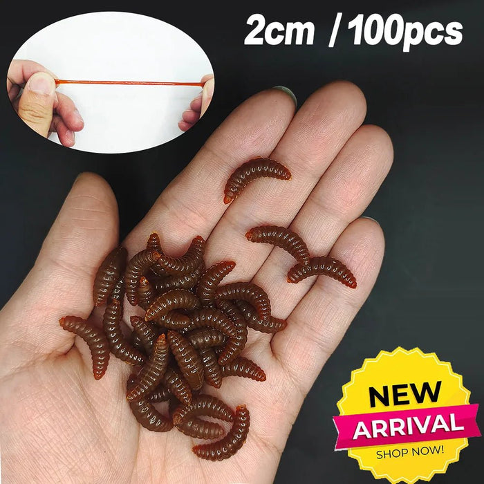 20PCS - 100pcs Lifelike Red Worm Soft Lure Earthworm ice winter Fishing Silicone Artificial Bait Fishy Shrimp Additive Bass Carp - Bivakshop