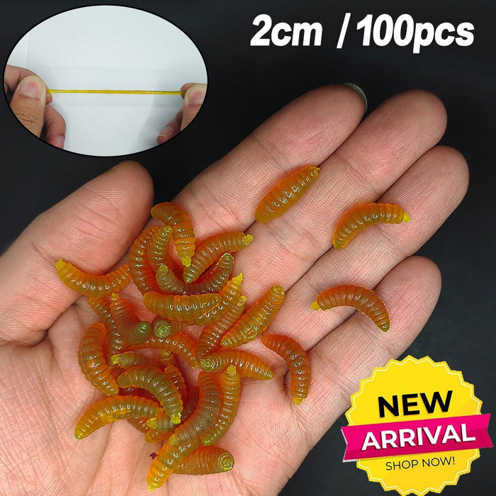 20PCS - 100pcs Lifelike Red Worm Soft Lure Earthworm ice winter Fishing Silicone Artificial Bait Fishy Shrimp Additive Bass Carp - Bivakshop