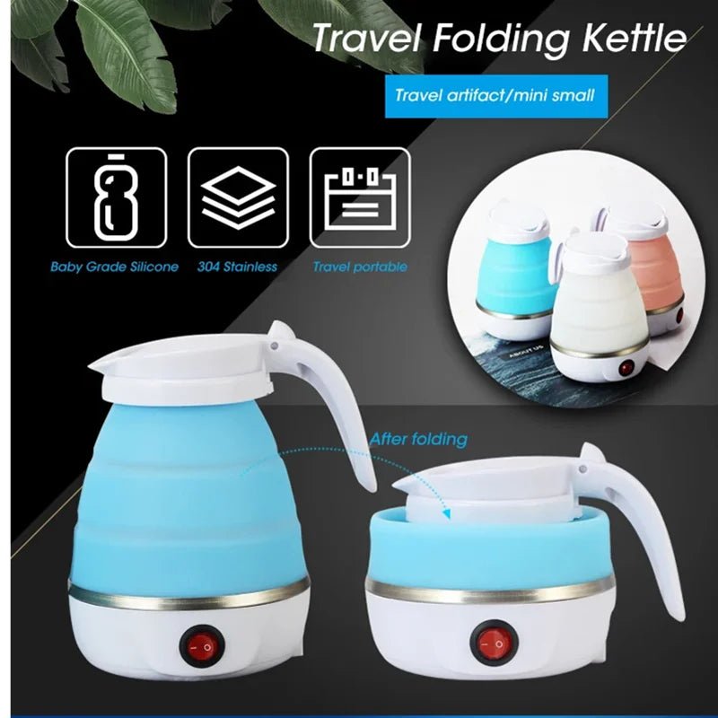 220V 0.6L Mini Folding Kettle Portable Water Heater 600W Silicone Compression Electric Kettle Home Kettle Easy To Travel - Bivakshop