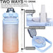 2L waterfles met tijdsaanduiding - Tritan kunststof, BPA - vrij - Sportfles met rietje en veerdeksel - Bivakshop