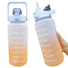 2L waterfles met tijdsaanduiding - Tritan kunststof, BPA - vrij - Sportfles met rietje en veerdeksel - Bivakshop