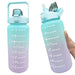 2L waterfles met tijdsaanduiding - Tritan kunststof, BPA - vrij - Sportfles met rietje en veerdeksel - Bivakshop