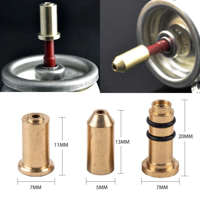 3 - delige herbruikbare gasadapter - Navuldop voor dupont ligne aanstekers - Bivakshop