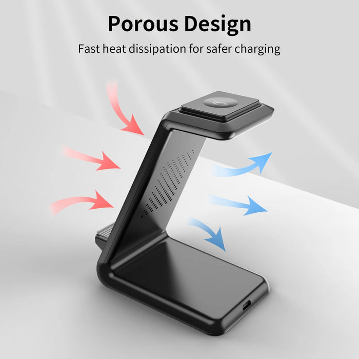 3 in 1 - Draadloze oplader standaard - Voor iphone apple watch en airpods - Bivakshop