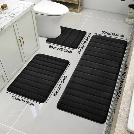3 Stuks Badmat Set Zacht Voetenmat Absorberend Geheugenschuim Droog Snel Antislip Vloer Keuken Douche Kamer Deurmat Toilet Vloermat - Bivakshop