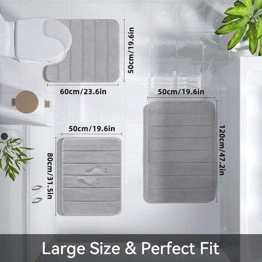 3 Stuks Badmat Set Zacht Voetenmat Absorberend Geheugenschuim Droog Snel Antislip Vloer Keuken Douche Kamer Deurmat Toilet Vloermat - Bivakshop