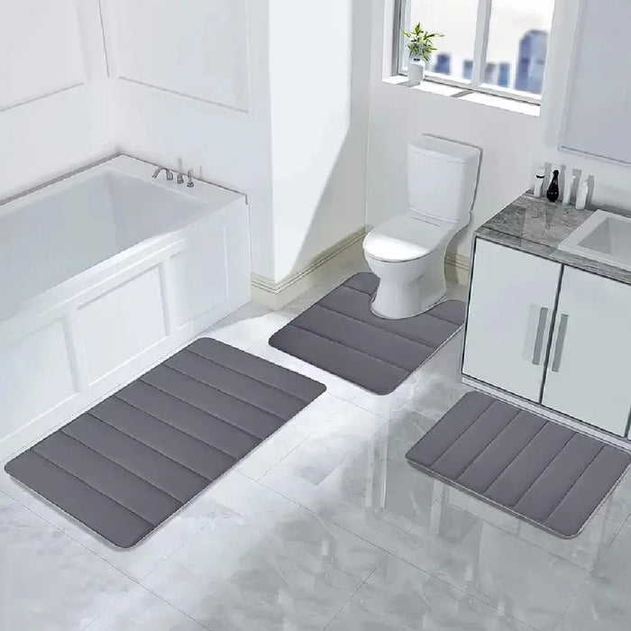 3 Stuks Badmat Set Zacht Voetenmat Absorberend Geheugenschuim Droog Snel Antislip Vloer Keuken Douche Kamer Deurmat Toilet Vloermat - Bivakshop