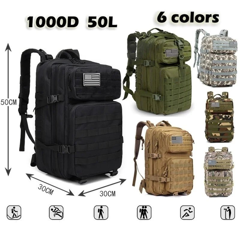 30L/50L waterdichte nylon trekking rugzak - outdoor militaire rucksack voor kamperen, wandelen en jagen - Bivakshop