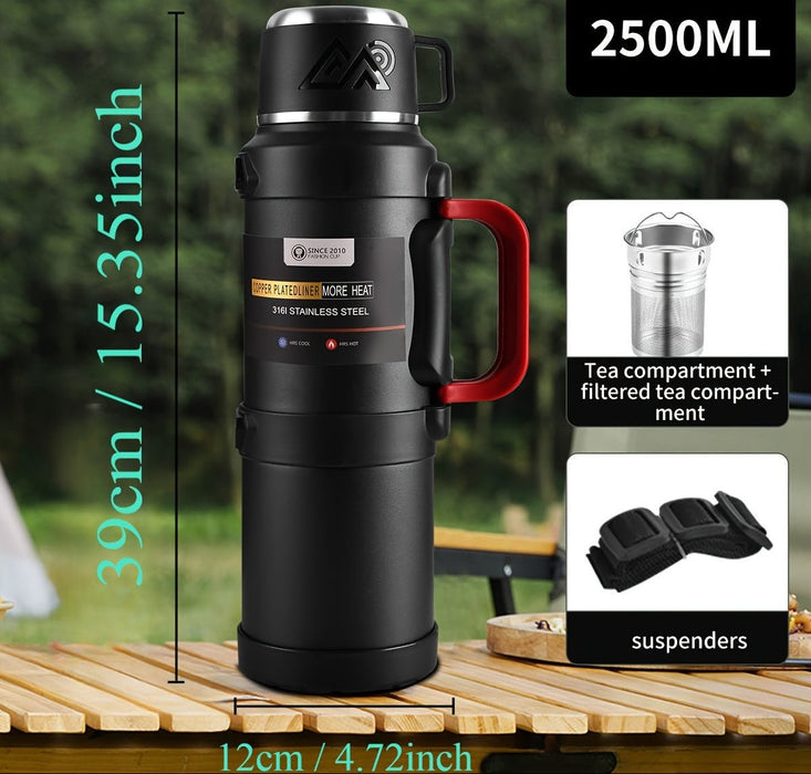 Premium RVS 316 thermosfles 24 uur warm koud