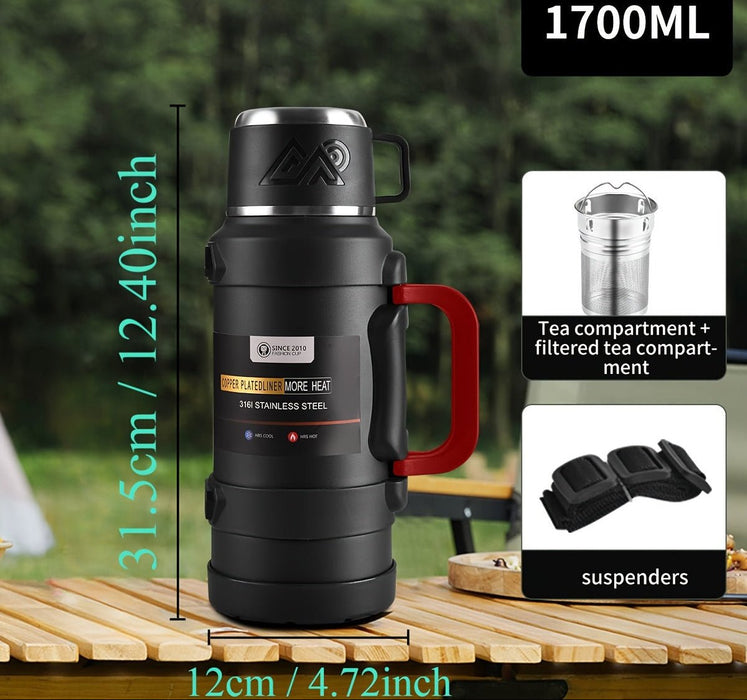 Premium RVS 316 thermosfles 24 uur warm koud