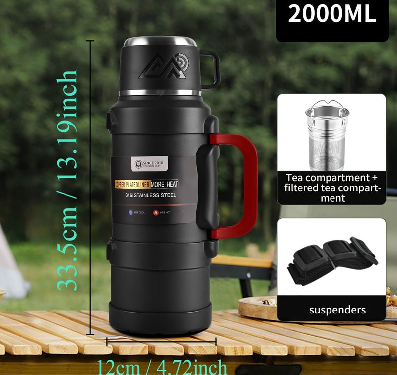 Premium RVS 316 thermosfles 24 uur warm koud