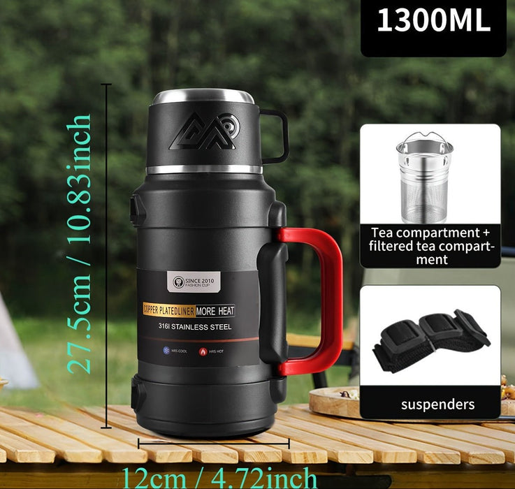 Premium RVS 316 thermosfles 24 uur warm koud