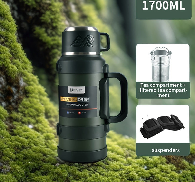 Premium RVS 316 thermosfles 24 uur warm koud