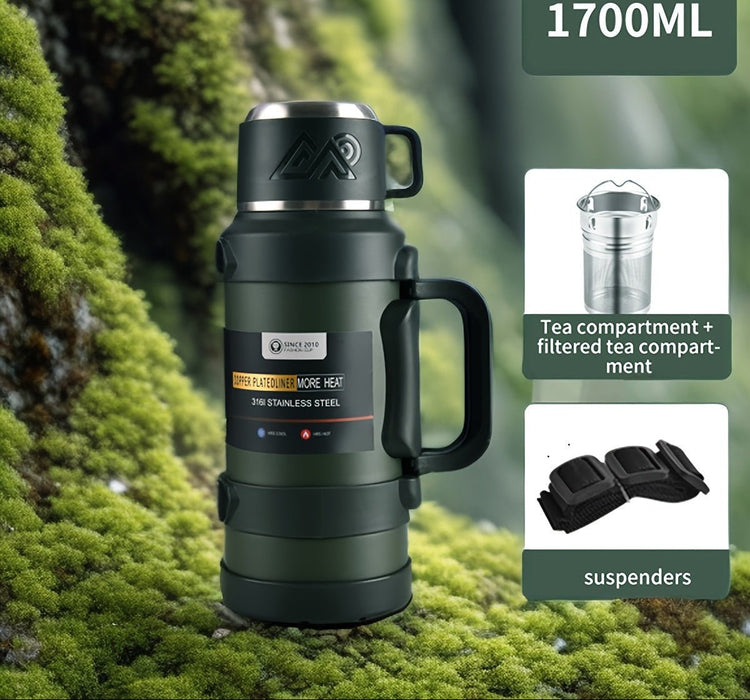 Premium RVS 316 thermosfles 24 uur warm koud